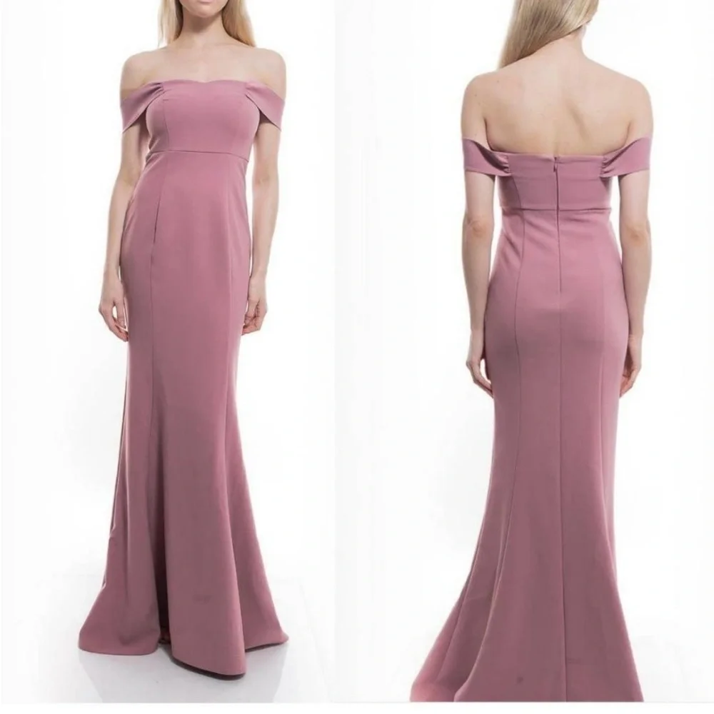 LIKELY NWT Bartolli Off Shoulder Mermaid Evening Gown in Rose Pink Size 4 - Picture 3 of 12